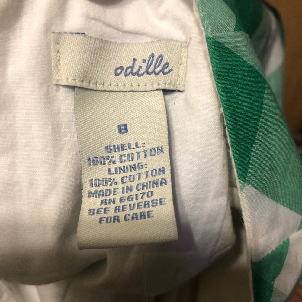 Odille Anthropologie Green and White Strapless Dress - Picture 5 of 5